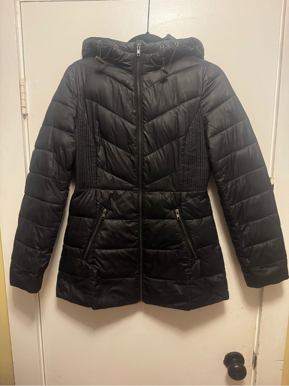 a new day Black Quilted Hooded Puffer Jacket
